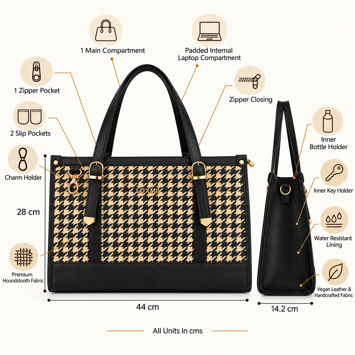Houndstooth Office Bag