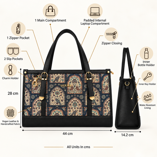 LUXMI Floral Brocade Office Tote Bag