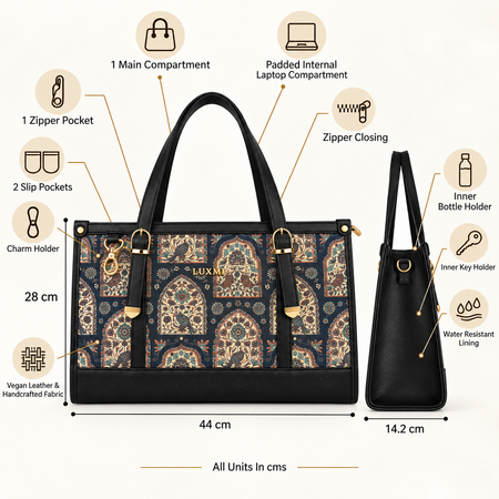 LUXMI Floral Brocade Office Tote Bag